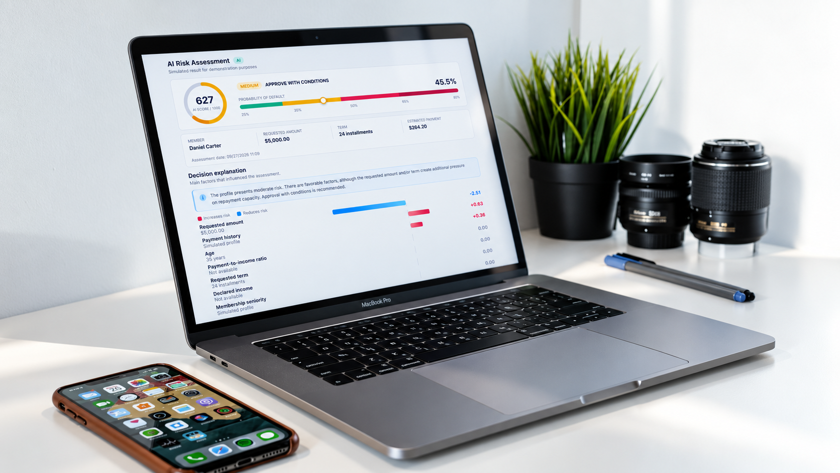 AI credit risk assessment on a laptop