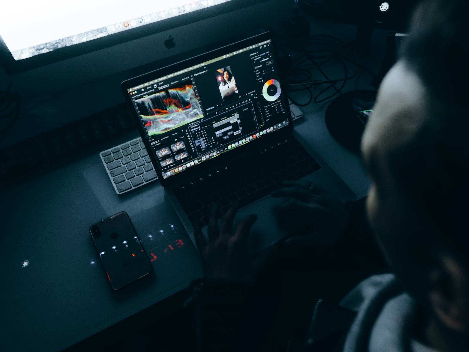 Person working on a laptop